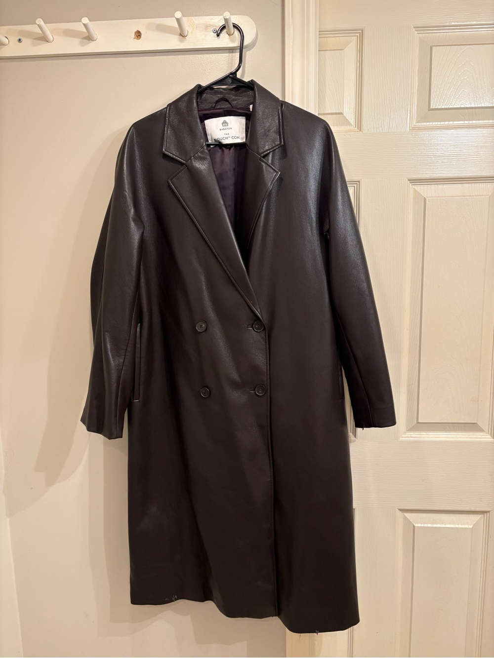 Aritzia Babaton Slouch Coat in Vegan Leather in Rich Mocha Brown